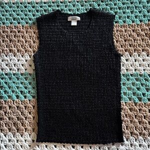 90s Y2K Black Sleeveless Popcorn Stretch  Top Shirt Womans sz Large